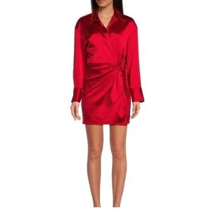 NWT Gianni Bini Avery Satin Wrap Dress - Size 8